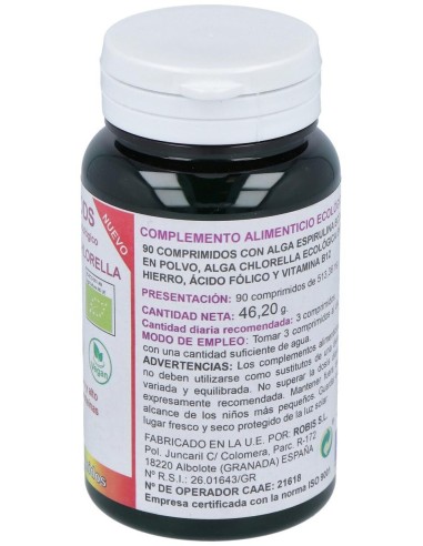 Espirulina + Chlorella Superalimentos Bio 90Comp. de Robis