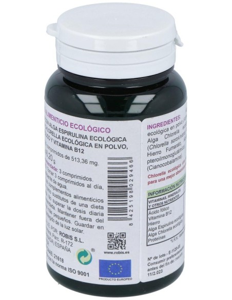 Espirulina + Chlorella Superalimentos Bio 90Comp. de Robis