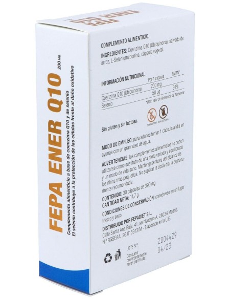 Fepa-Ener Q10 200Mg+Seleniometionina 30Cap. de Fepadiet
