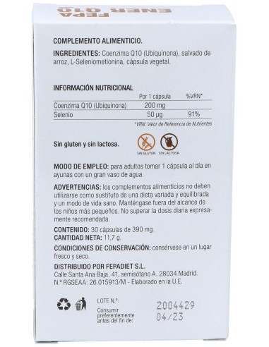 Fepa-Ener Q10 200Mg+Seleniometionina 30Cap. de Fepadiet