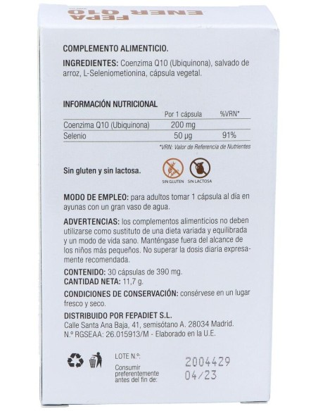 Fepa-Ener Q10 200Mg+Seleniometionina 30Cap. de Fepadiet