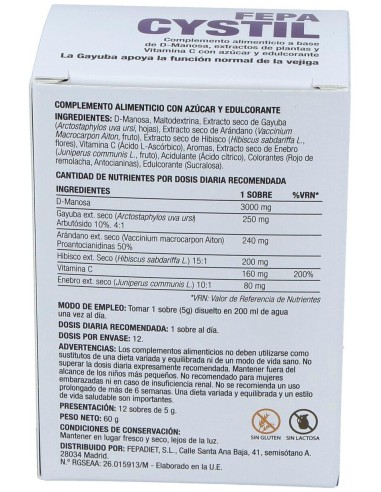 Fepa-Cystil 12Sbrs. de Fepadiet