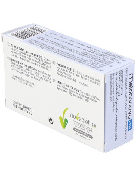 Melatonova Flas Envase de 30 comprimidos bucodispersables. de Novadiet