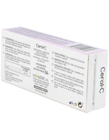 Cerol-C (Vitamina-C) Envase de 30 comprimidos masticables. de Novadiet