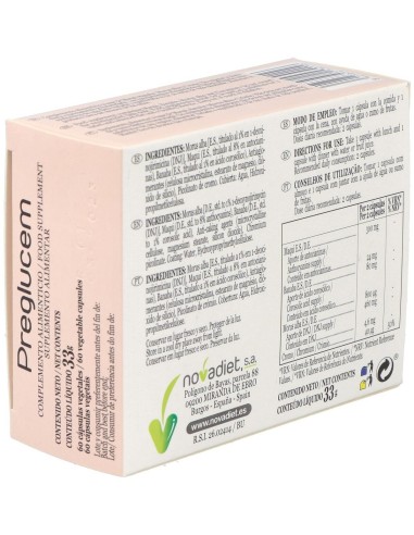 Preglucem Envase de 60 cápsulas vegetales. de Novadiet