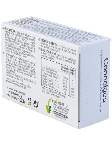 Cannalges Envase de 30 cápsulas blandas. de Novadiet