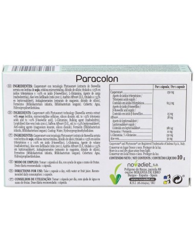 Paracolon Envase de 15 cápsulas vegetales. de Novadiet