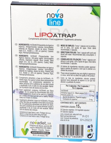 Lipoatrap 30Cap. de Novadiet