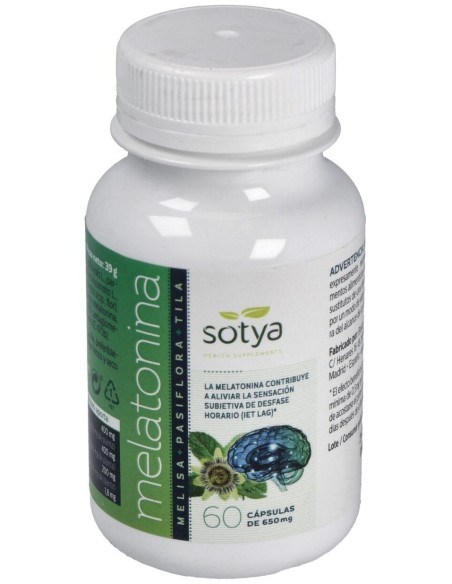 Melatonina  Melisa+Pasiflora+Tila 650Mg Cáps.60U de Sotya