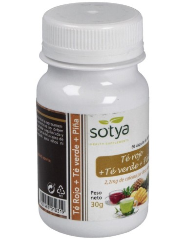 Té Rojo+Té Verde+Piña 500Mg Cáps. 60U de Sotya