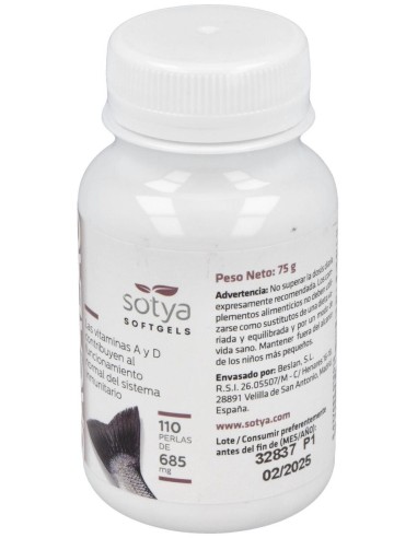 Aceite De Hígado De Bacalao 685Mg Perlas 110U de Sotya