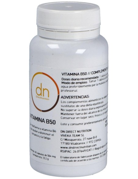 Vitamina B50Complex 60Vcap. de Direct Nutrition