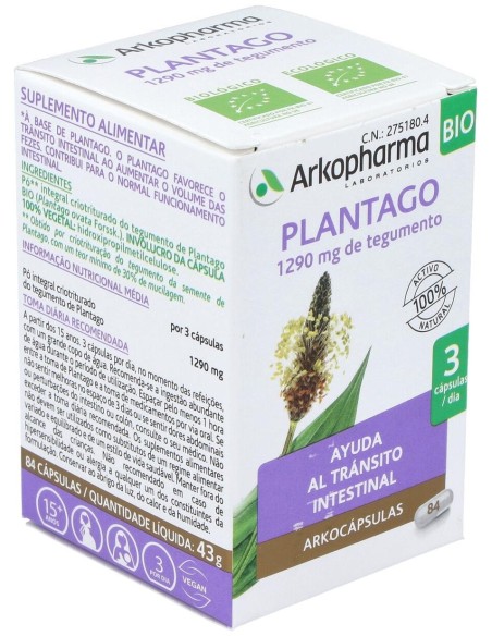 Plantago 84Arkocapsulas. Bio de Arkopharma
