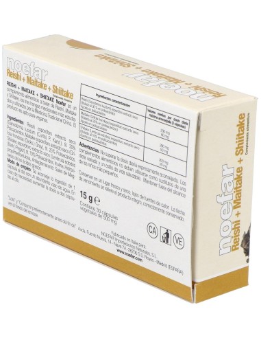 Reishi + Maitake + Shiitake 30Cap. de Noefar