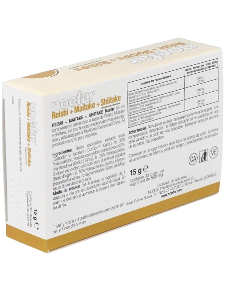 Reishi + Maitake + Shiitake 30Cap. de Noefar