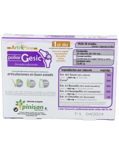 Poliar Gesic Artiline 30Cap. de Pinisan