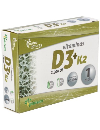 Vitamina D3+K2  2500ui 60Cap. de Pinisan
