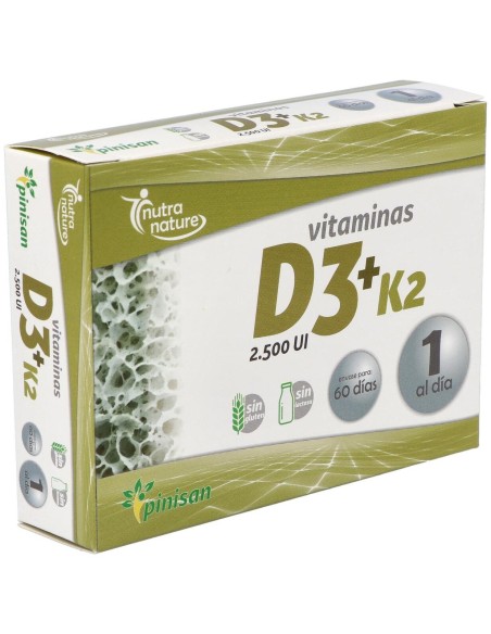 Vitamina D3+K2  2500ui 60Cap. de Pinisan