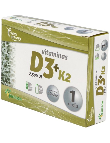 Vitamina D3+K2  2500ui 60Cap. de Pinisan