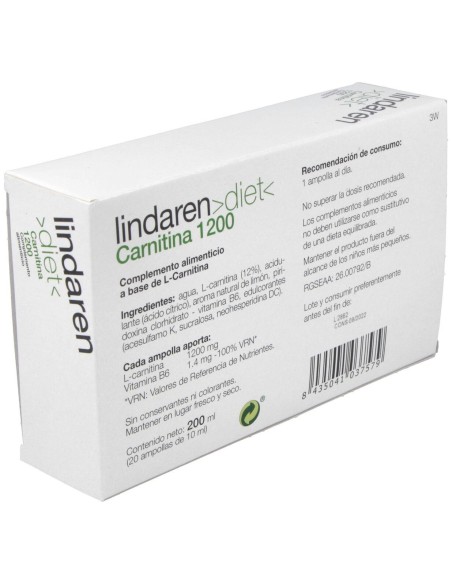 Lindaren Diet Carnitina 1200 20Amp. de Artesania
