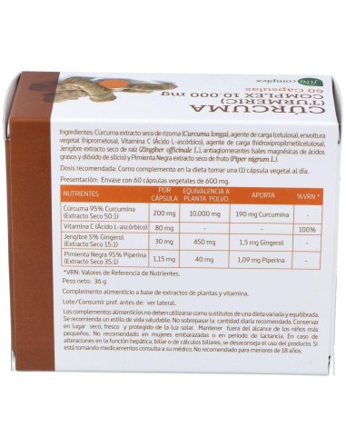 Curcuma 10.000Mg. +Jengibre+Pimienta 60Cap. de Nature Essential