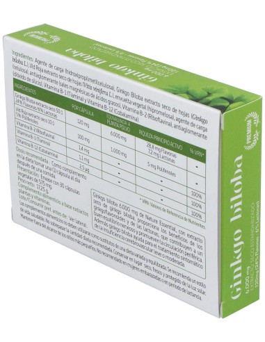 Ginkgo Biloba 6000Mg. 30Cap. de Nature Essential
