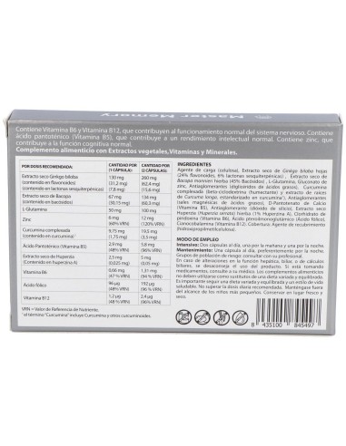 Master Memory 30 Cápsulas Vegetales de Plameca