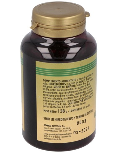 Lecitina De Soja 1200Mg. 90Perlas de Integralia