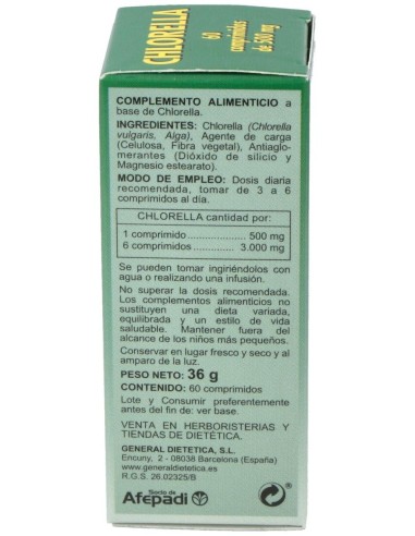 Chlorella 500Mg. 60Comp. de Integralia