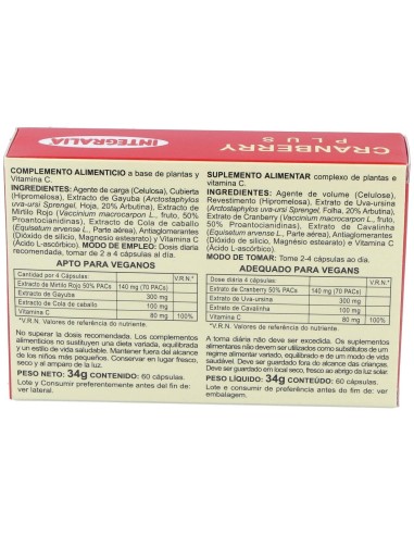 Cranberry Plus 60Cap. de Integralia