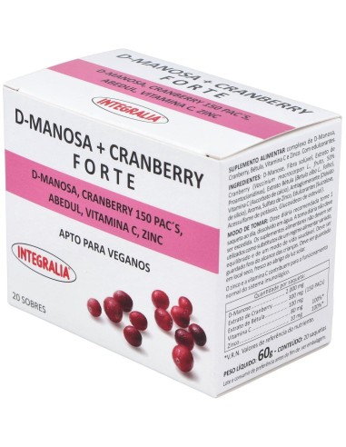D-Manosa + Cranberry Plus 20Sbrs. de Integralia