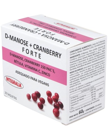 D-Manosa + Cranberry Plus 20Sbrs. de Integralia