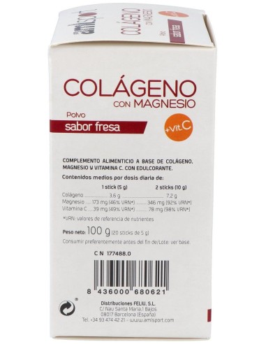 Colageno Con Magnesio Y Vit.C Fresa 20Sti Amlsport de Ana Maria Lajusticia