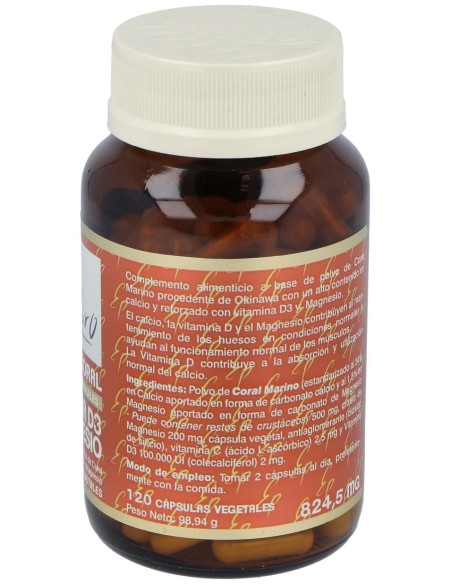 Calcio Coral+Vit D3+Mg 120Cap. Estado Puro de Tongil