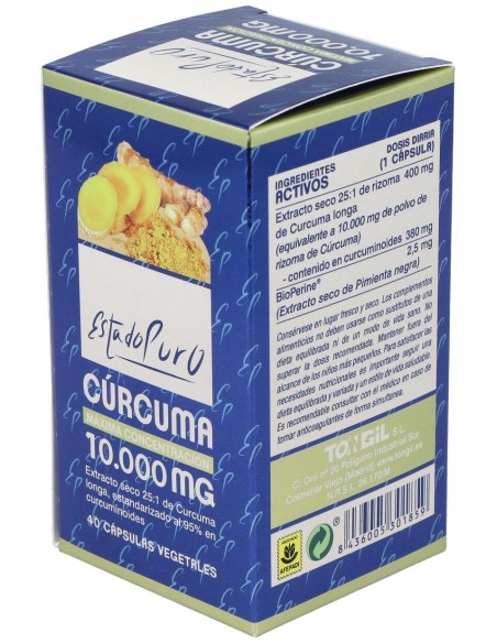 Curcuma 10.000Mg. 40Cap. Estado Puro de Tongil