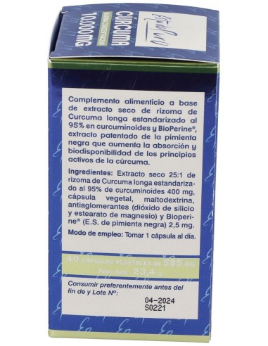 Curcuma 10.000Mg. 40Cap. Estado Puro de Tongil