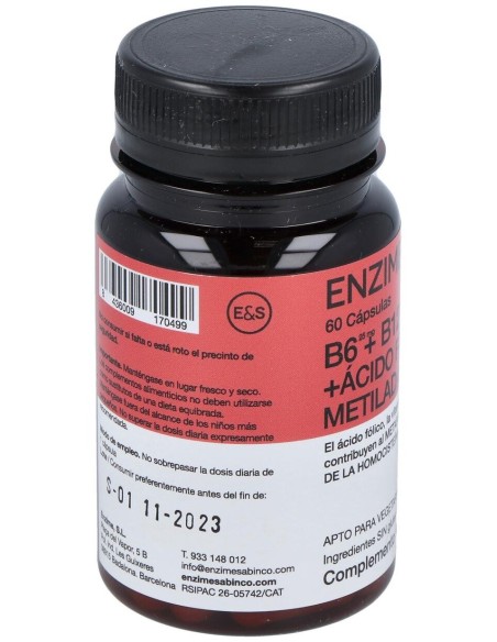 Homocisbin B6 + B12 + Acido Folico Metiladas 60Cap de Enzime - Sabinco