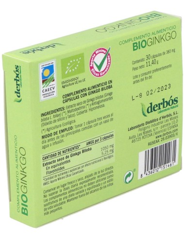 Bioginkgo Biloba 30Cap. de Derbos