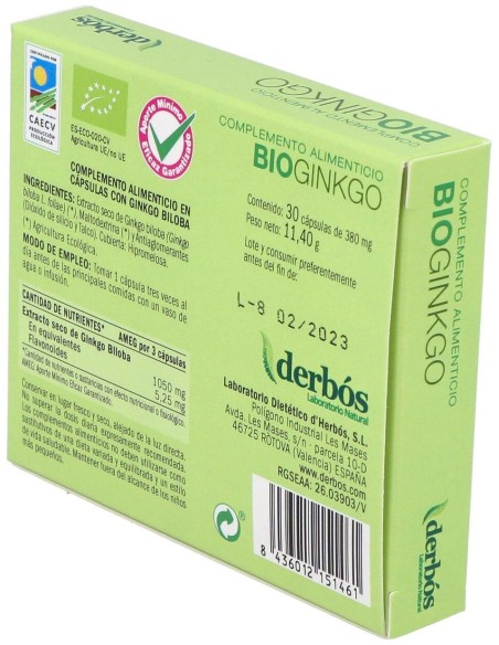Bioginkgo Biloba 30Cap. de Derbos