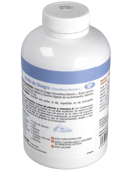 Onagra Aceite 450 Perlas 500Mg Nutrabasicos Drasanvi