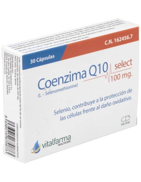 Coenzima Q10 Select 100Miligramos 30 Cápsulas  Vitalfarma