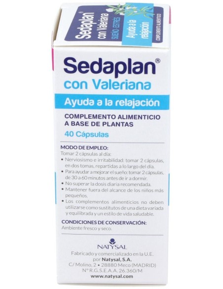 Sedaplán Con Valeriana  (Descanso Y Sueño) 40 Cáps. de Natysal
