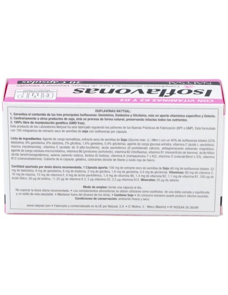 Isoflavonas (40% Isoflavonas, Vitex Agnus-Castus Y Vitaminas) 30 Cáps. de Natysal