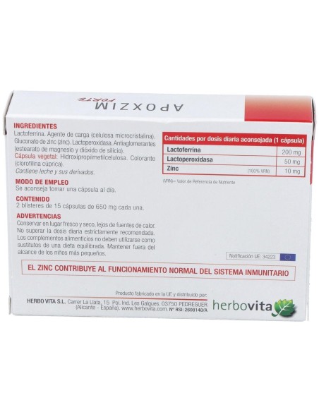 Apoxzim Forte 30Cap. de Herbovita