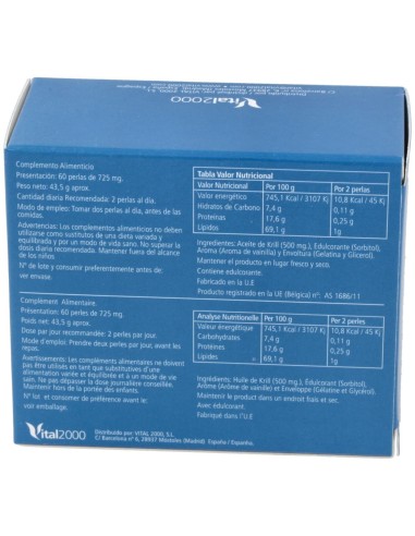 Krillart Omega 3 Krill 60Perlas de Vital 2000