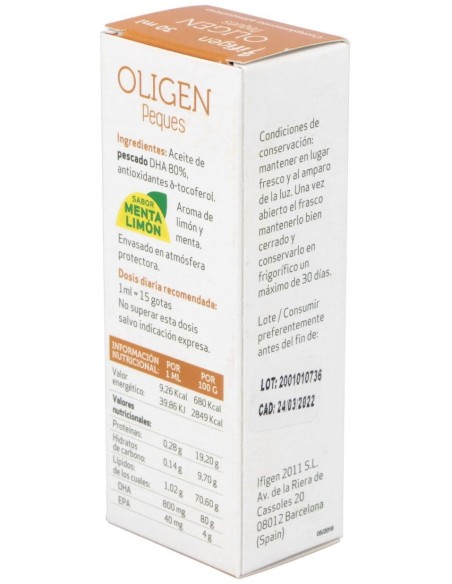 Oligen Peques Dha 80% Tg Enzimatico Menta-Lima 30M de Ifigen