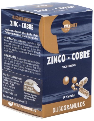 Zinc-Cobre Oligogranulos 50Caps. de Waydiet Natural Products