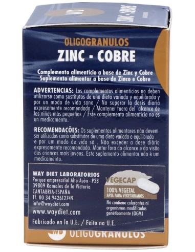 Zinc-Cobre Oligogranulos 50Caps. de Waydiet Natural Products