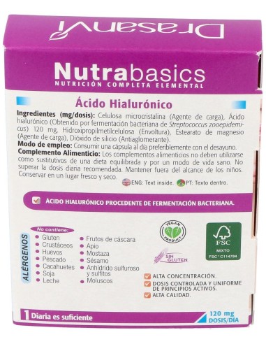Acido Hialuronico 30 Capsulas Nutrabasicos Drasanvi