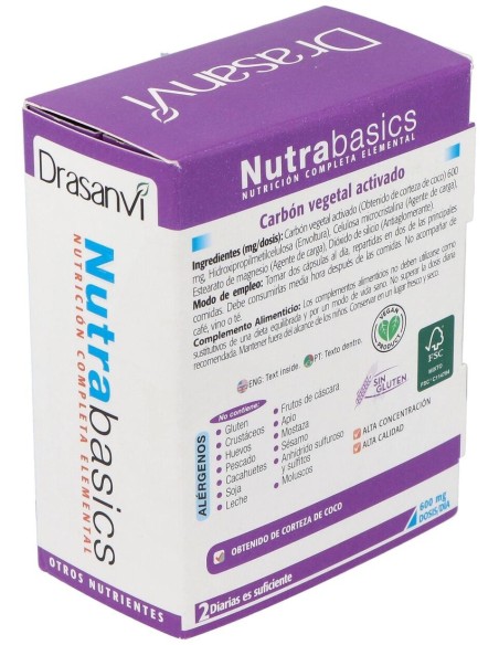 Carbon Vegetal 60 Capsulas Nutrabasicos Drasanvi